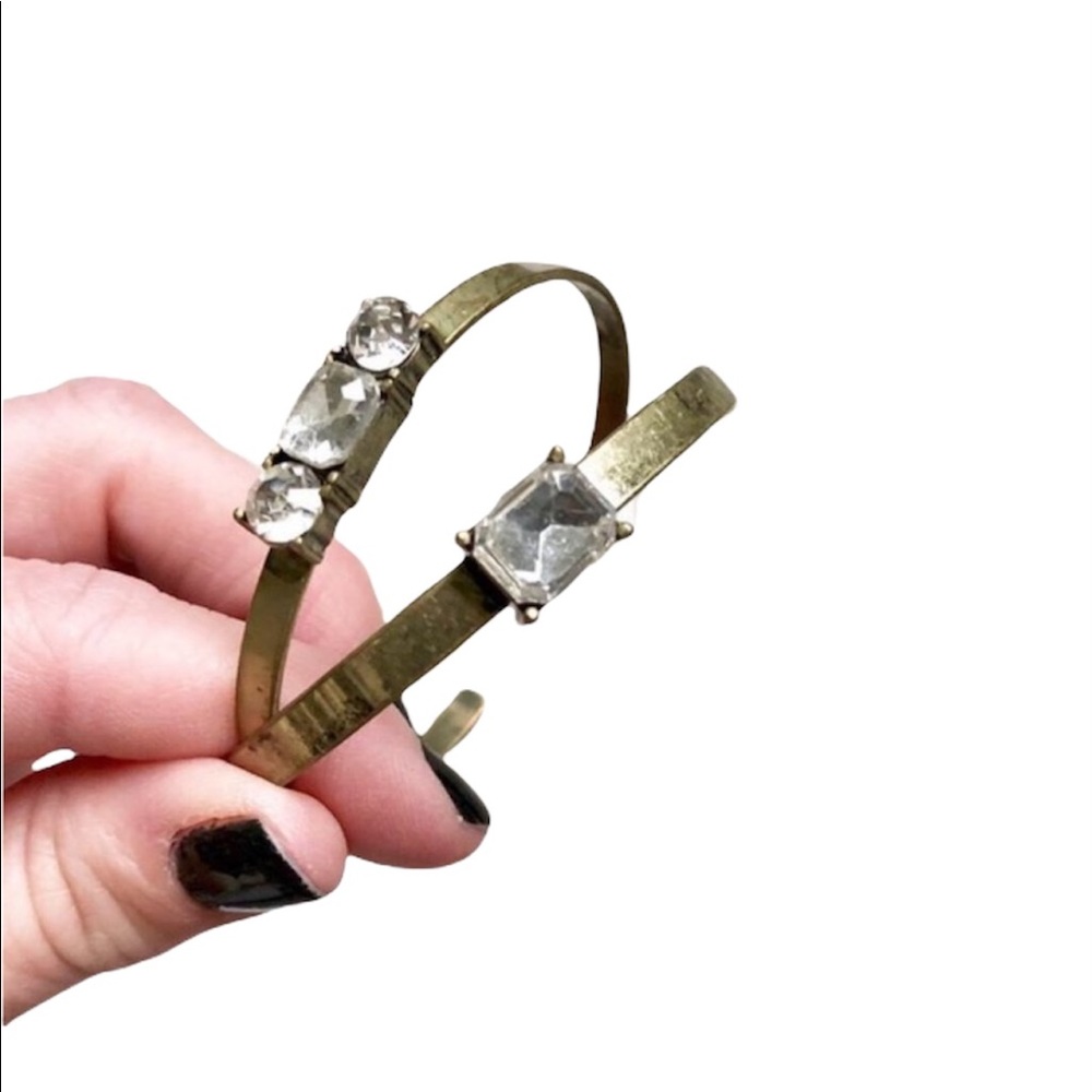 SOLE SOCIETY Set of 2 Brass Rhinestone Cuffs